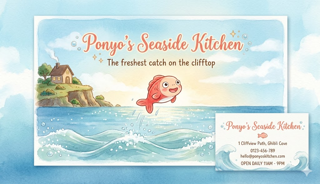 Ponyo Seaside Kitchen Business Card